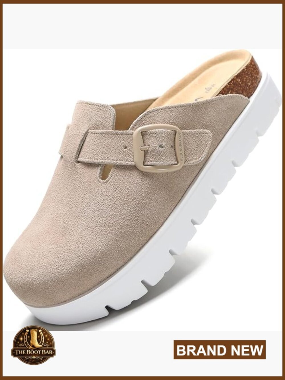 Suede Platform Clogs with Arch Support, Chunky Mules for Women